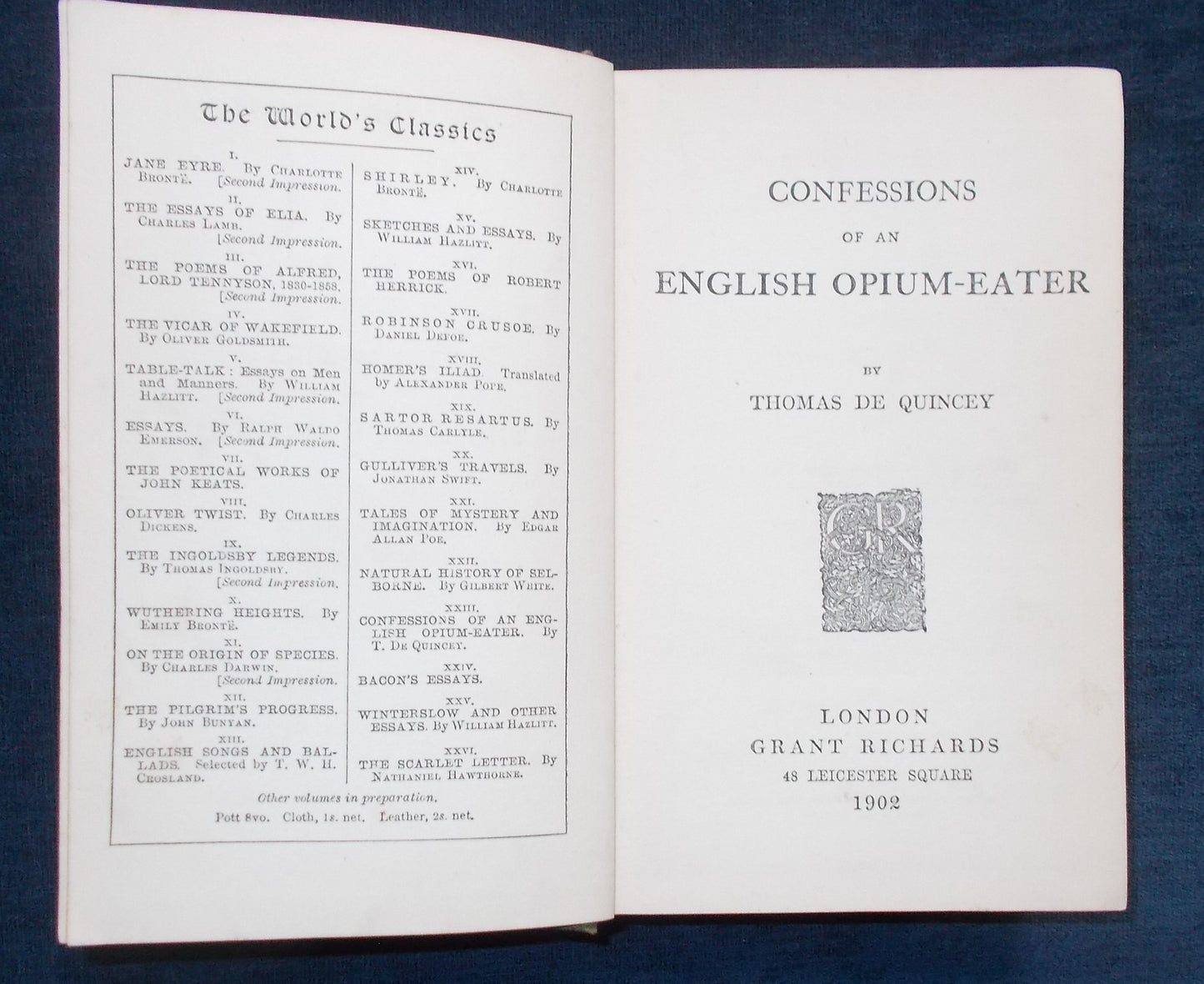 Confessions Of An Opium Eater Title