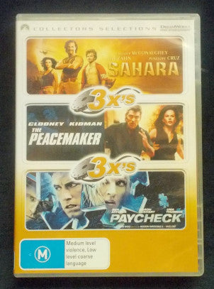 DVD Triple Movie Pack; Sahara; The Peacemaker; Paycheck