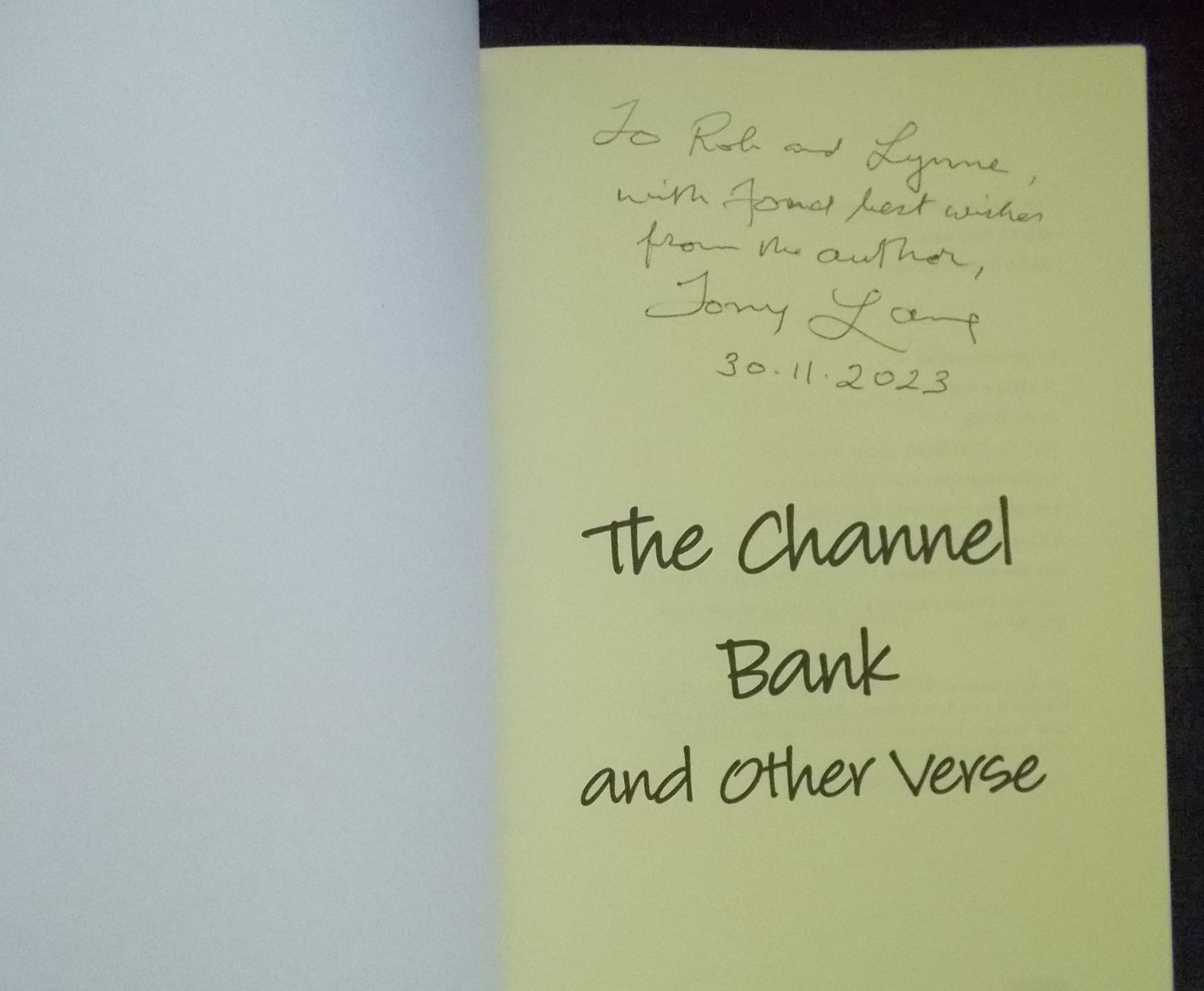 The Channel Bank and Other Verse:  Tony Lang