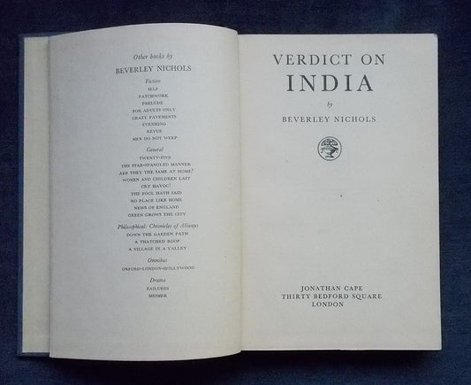 Verdict On India:  Beverley Nichols